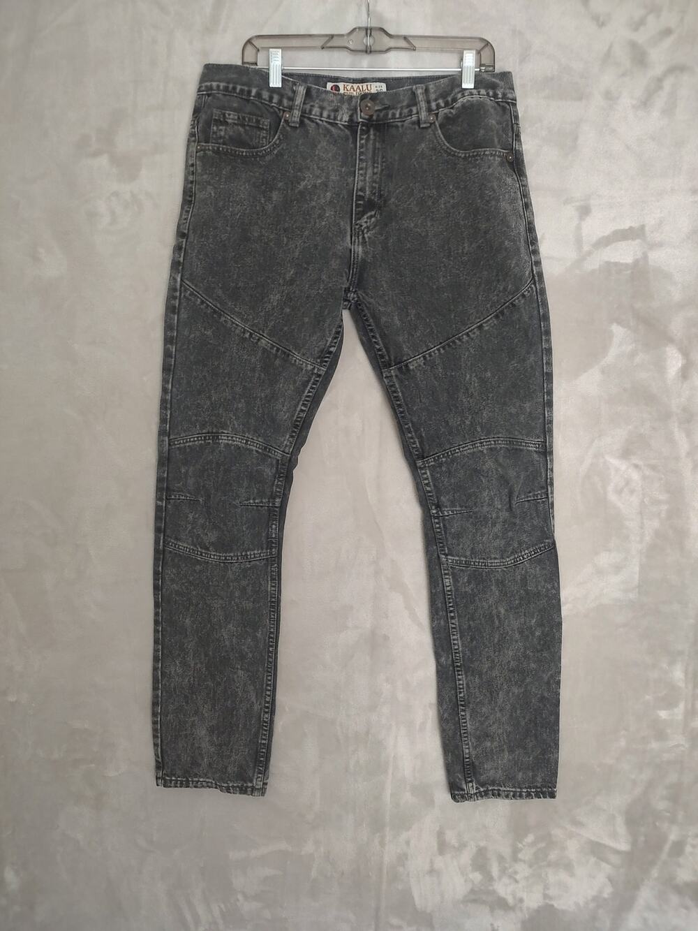 Mens Jeans Size 36 KAALU Euro Jeans Black Straight Leg Logo Patch Lightly Faded